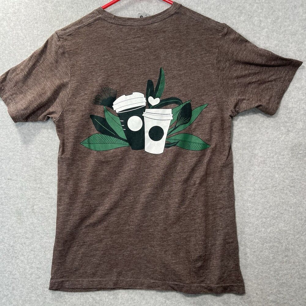 Starbucks T shirt S Brown Soft Fabric Graphic Print Logo By Next Level Apparel